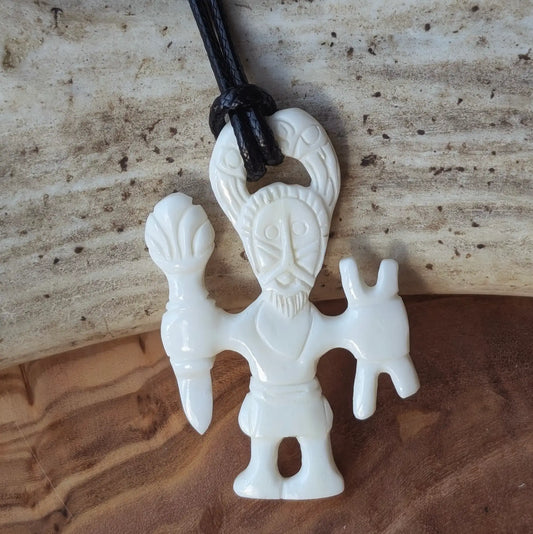 Odin Warrior Pendant – Uppland Inspired Bone Amulet, Vendel Period Design