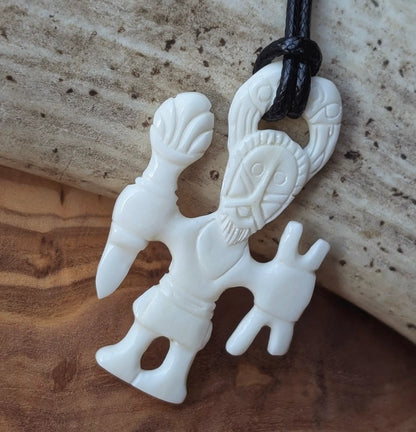 Odin Warrior Pendant – Uppland Inspired Bone Amulet, Vendel Period Design