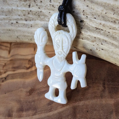 Odin Warrior Pendant – Uppland Inspired Bone Amulet, Vendel Period Design