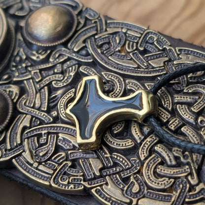 Mjolnir Pendant – Black Enamel Brass Thor’s Hammer