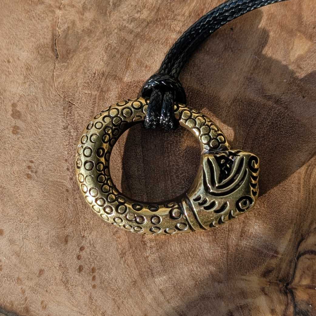 Ouroboros Brass Pendant – Hand-Cast Serpent Amulet