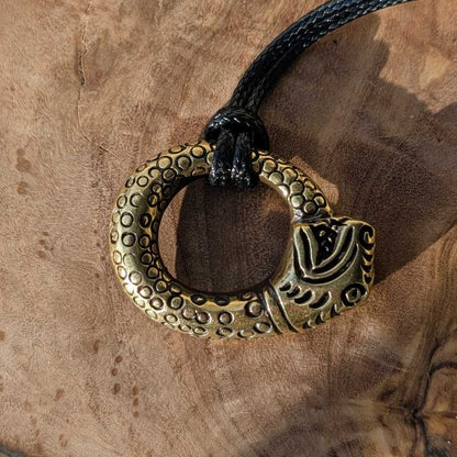Ouroboros Brass Pendant – Hand-Cast Serpent Amulet
