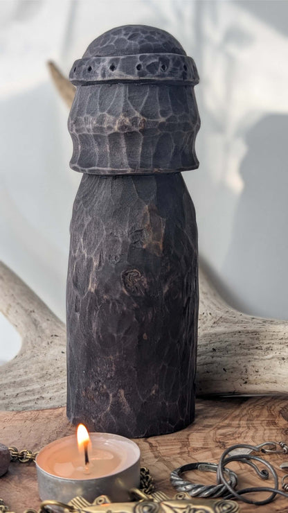 Hand-Carved Thor Statue in Linden Wood – Norse God Figurine (18 cm)