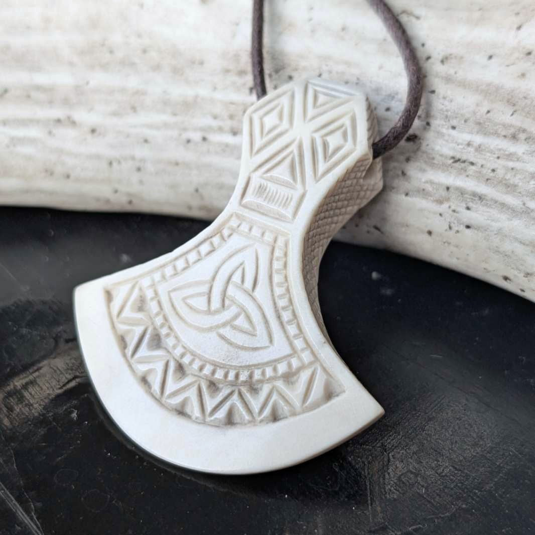 Viking Mjolnir Necklace – Hand-Carved Thor’s Hammer from Moose Antlers