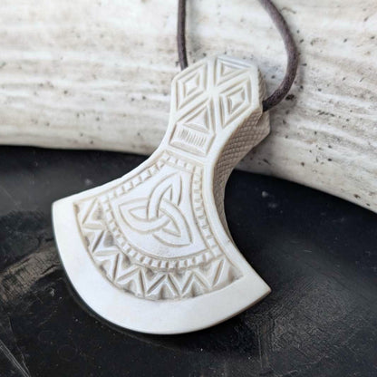 Viking Mjolnir Necklace – Hand-Carved Thor’s Hammer from Moose Antlers