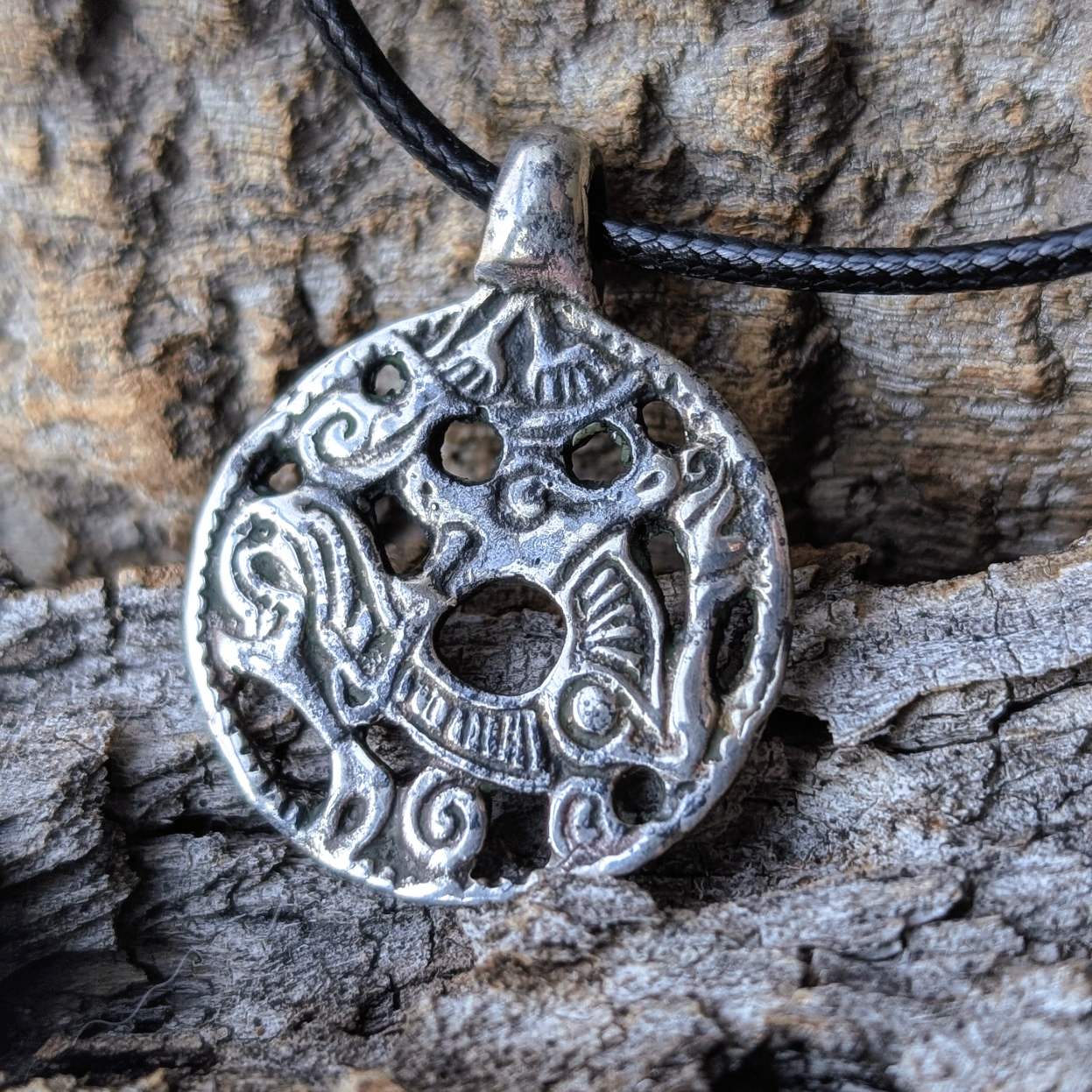 Viking Wild Beast Openwork Pendant – Cast Sterling Silver | Algiz-Rune Art