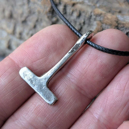 Miniature Viking Silver Mjolnir Pendant – Hand-Forged Norse Thor’s Hammer with Wolf & Solar Symbols