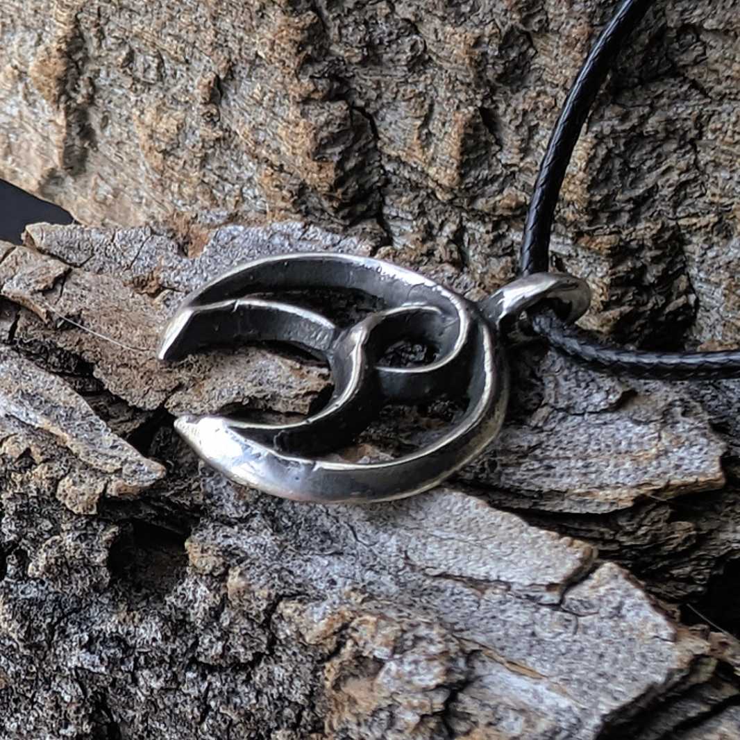Celtic Moon Pendant – Hand-Forged Sterling Silver | Algiz-Rune Art