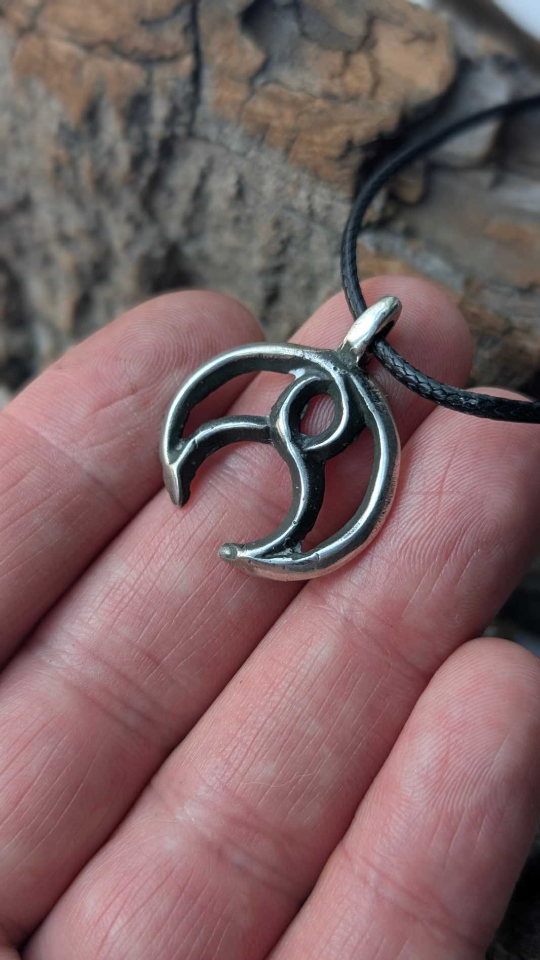 Celtic Moon Pendant – Hand-Forged Sterling Silver | Algiz-Rune Art