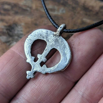 Viking Lunar Pendant with Cross – Hand-Forged Silver Lunnitsa | Algiz-Rune Art
