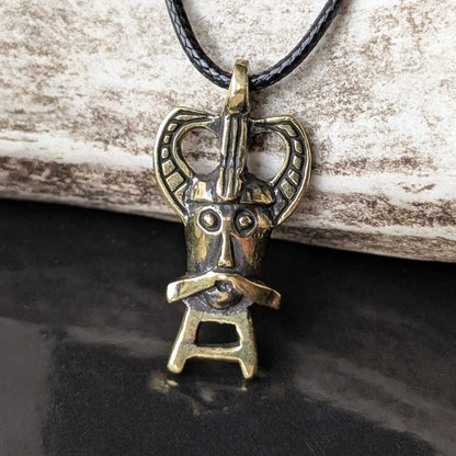 Odin from Ribe Pendant in Brass – Viking Amulet Reproduction