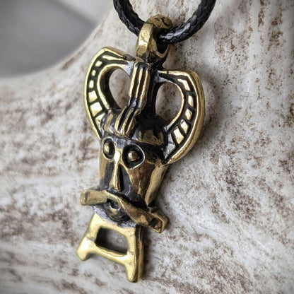 Odin from Ribe Pendant in Brass – Viking Amulet Reproduction