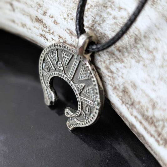 Viking Zoomorphic Lunar Amulet – Hand-Forged Silver, Patinated