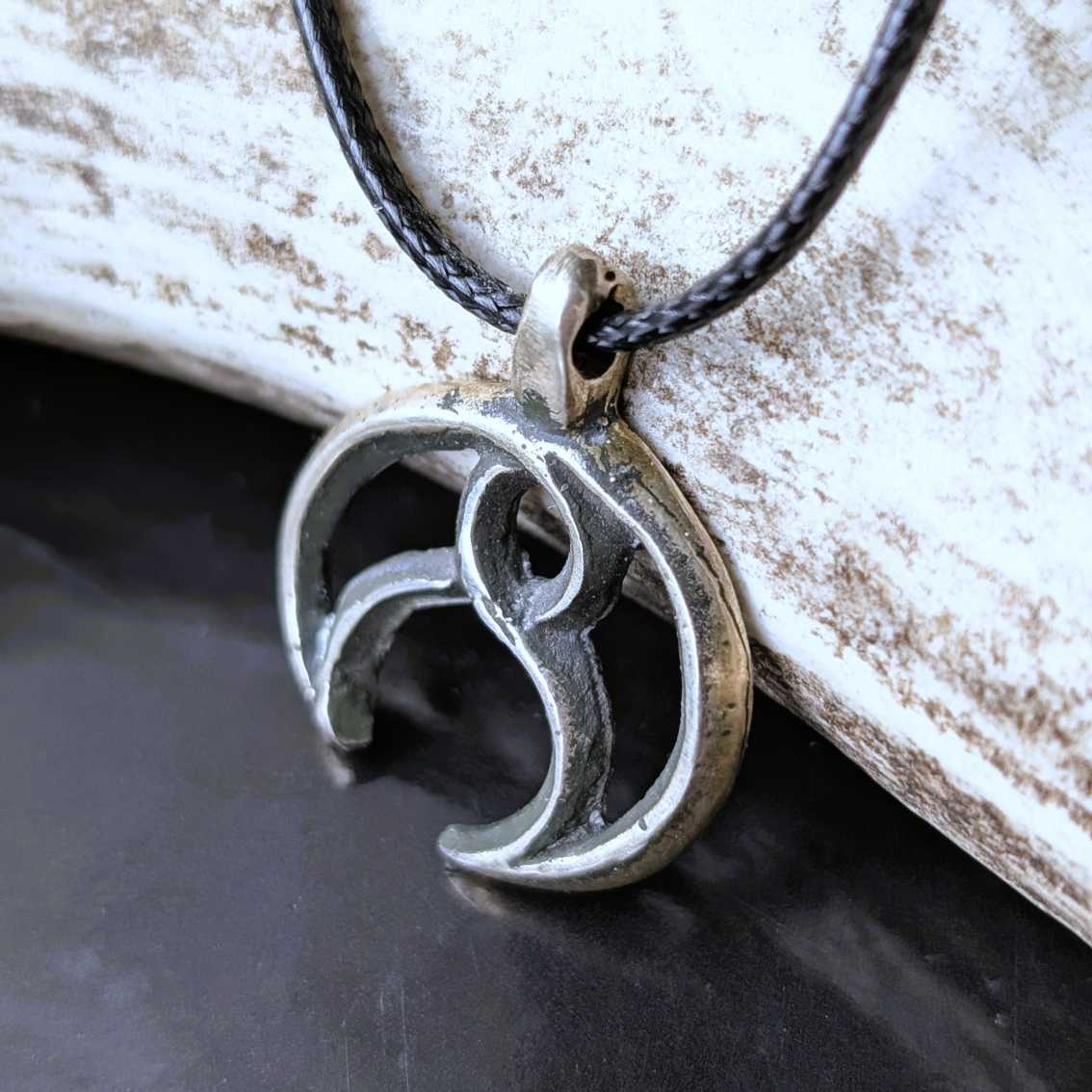 Celtic Moon Pendant – Hand-Forged Sterling Silver | Algiz-Rune Art