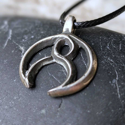 Celtic Moon Pendant – Hand-Forged Sterling Silver | Algiz-Rune Art