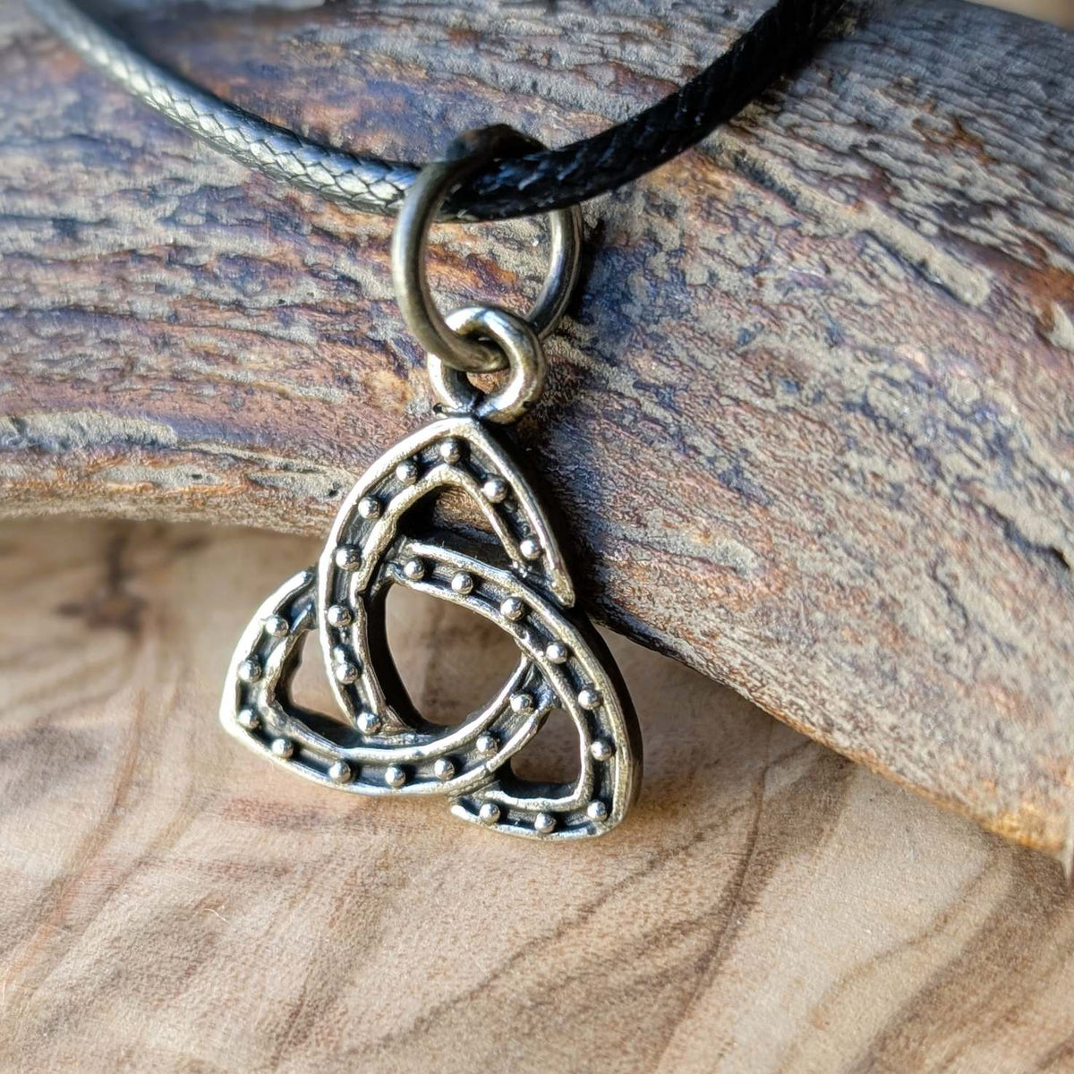 Triquetra Pendant, Celtic Knot Necklace in Brass or Pewter
