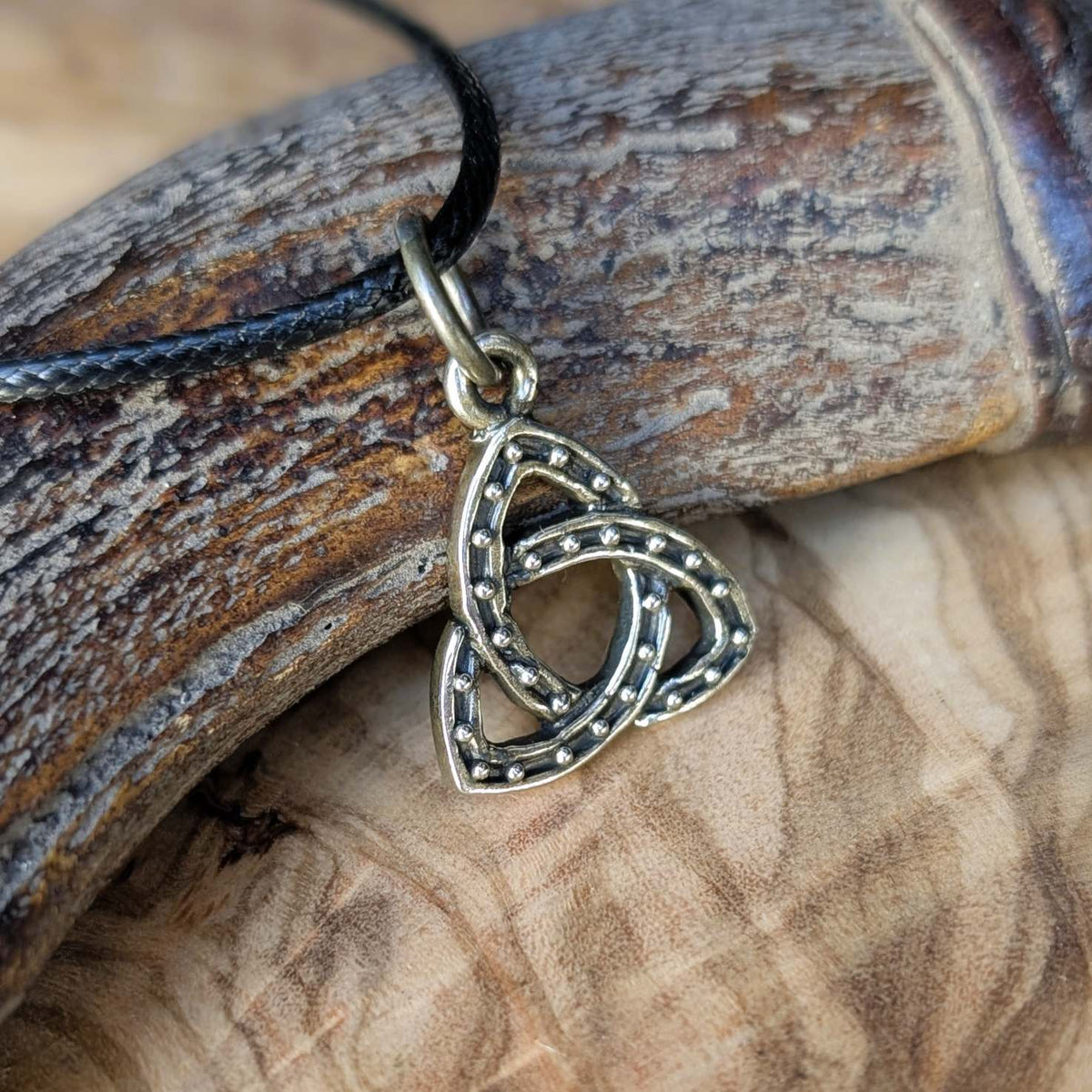 Triquetra Pendant, Celtic Knot Necklace in Brass or Pewter