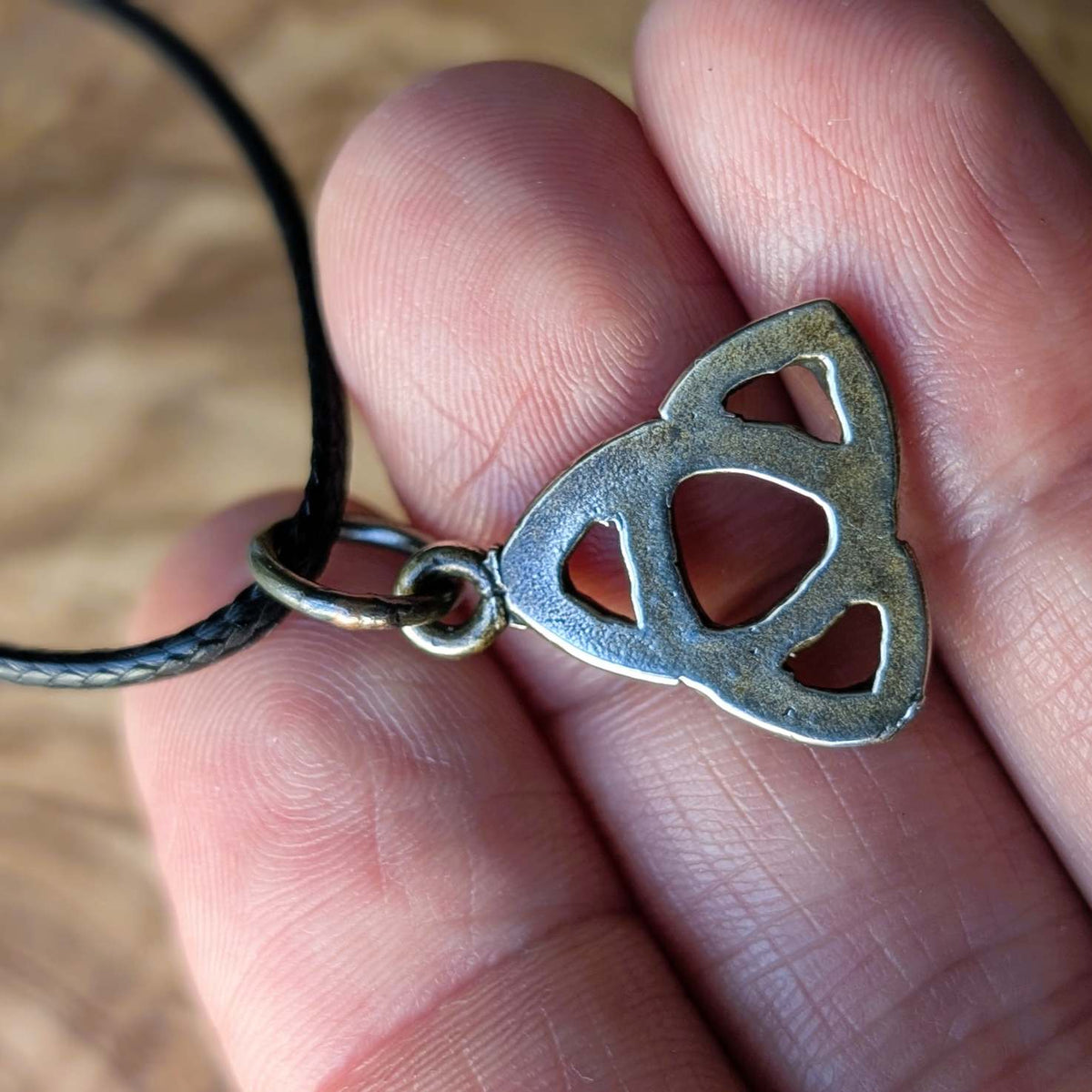 Triquetra Pendant, Celtic Knot Necklace in Brass or Pewter