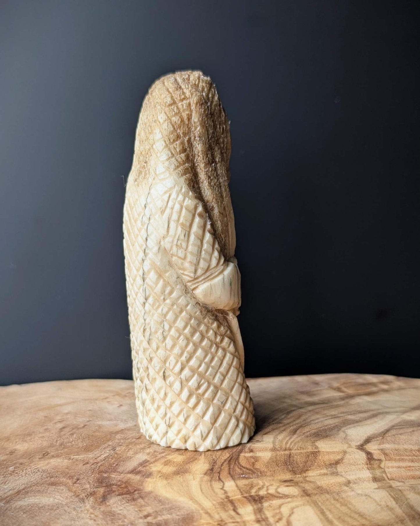 Lewis Chessmen Berserker Rook – Hand-Carved Moose Antler Chess Piece