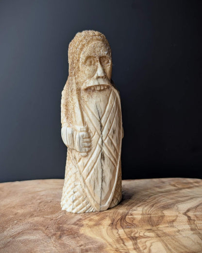 Lewis Chessmen Berserker Rook – Hand-Carved Moose Antler Chess Piece