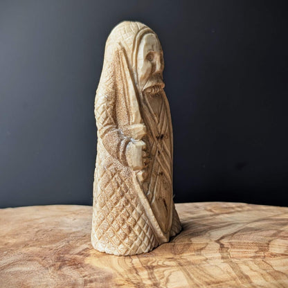 Lewis Chessmen Berserker Rook – Hand-Carved Moose Antler Chess Piece