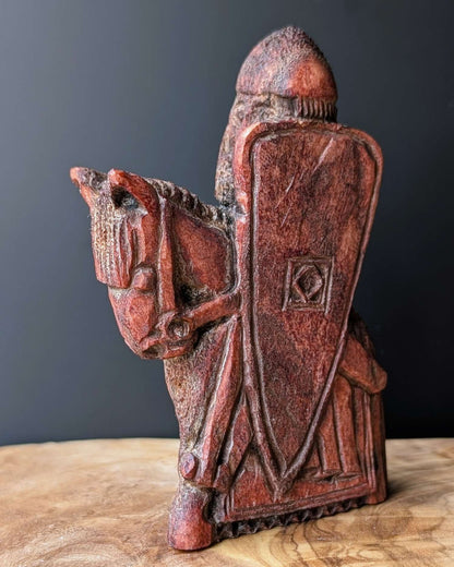 Lewis Chessmen Knight in Moose Antler – Hand-Carved Medieval Replica