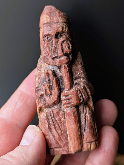 Lewis Chessmen Bishop – Moose Antler Hand-Carved Replica