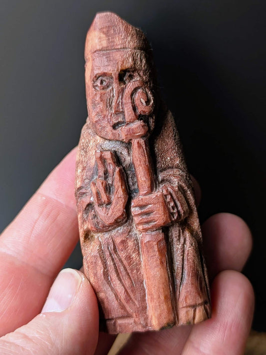 Lewis Chessmen Bishop – Moose Antler Hand-Carved Replica