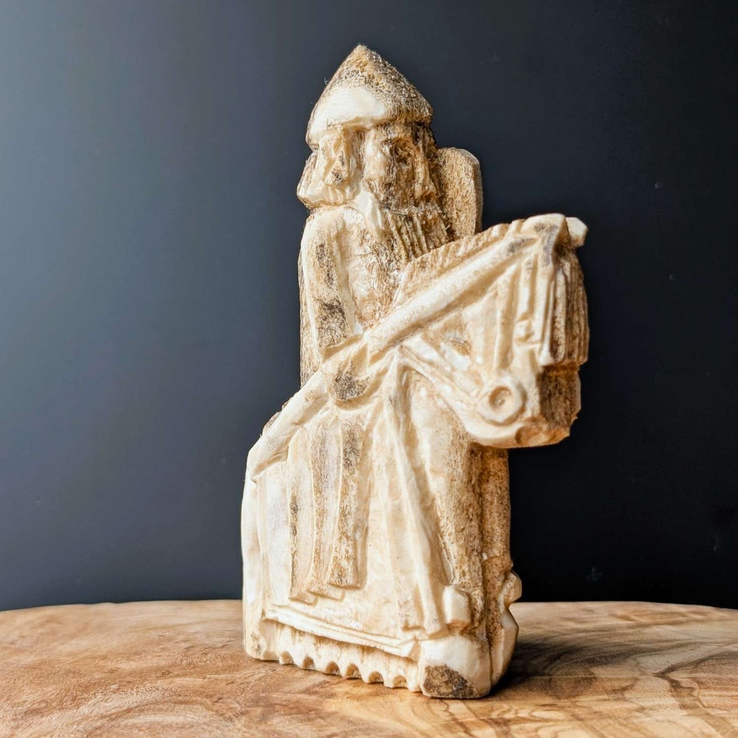 Lewis Chessmen Knight in Moose Antler – Hand-Carved Medieval Replica