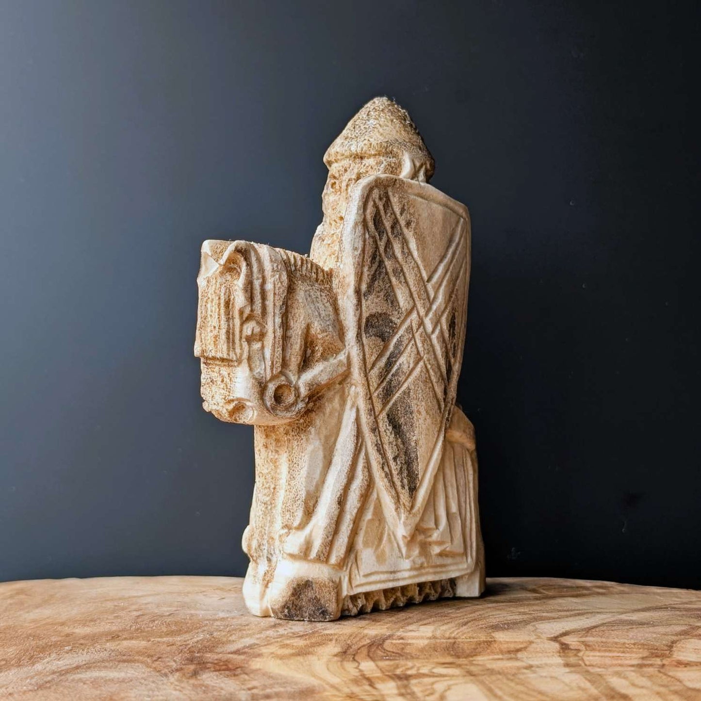 Lewis Chessmen Knight in Moose Antler – Hand-Carved Medieval Replica