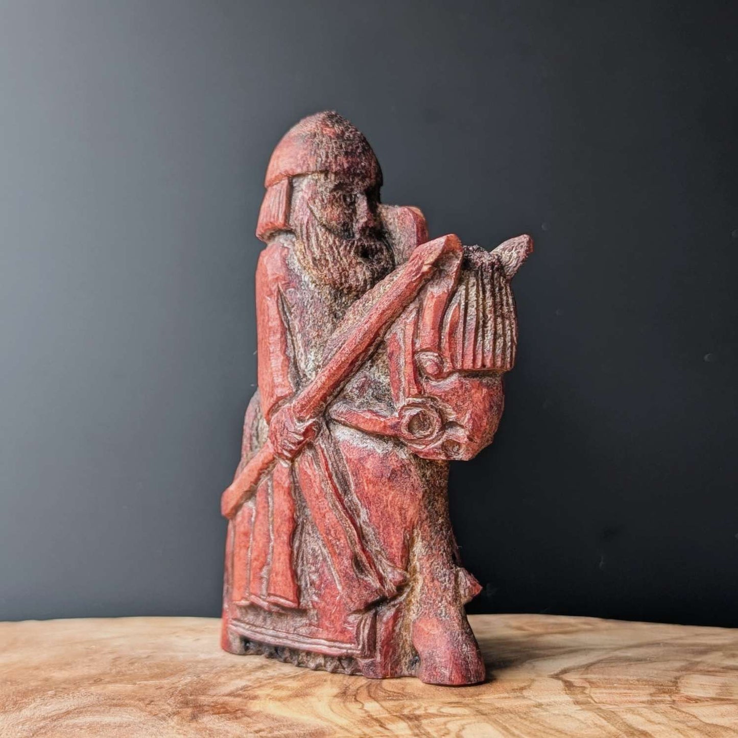 Lewis Chessmen Knight in Moose Antler – Hand-Carved Medieval Replica