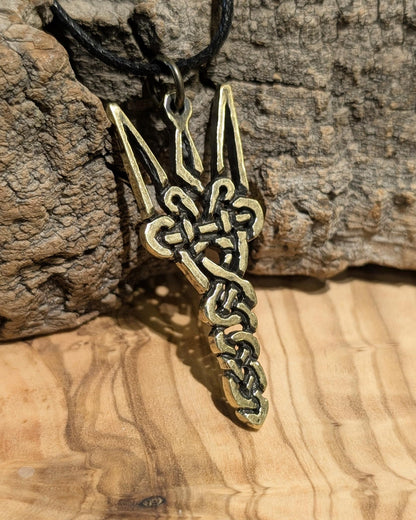 Ukrainian Tryzub Pendant in Reclaimed Brass – Hand-Cast from Battlefield Cartridges