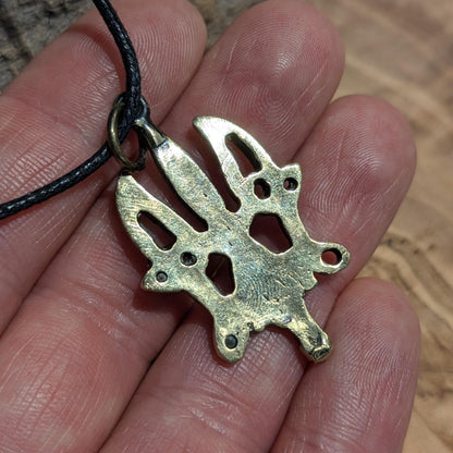 Ukrainian Tryzub Pendant in Reclaimed Brass – Flame Design, Hand-Cast