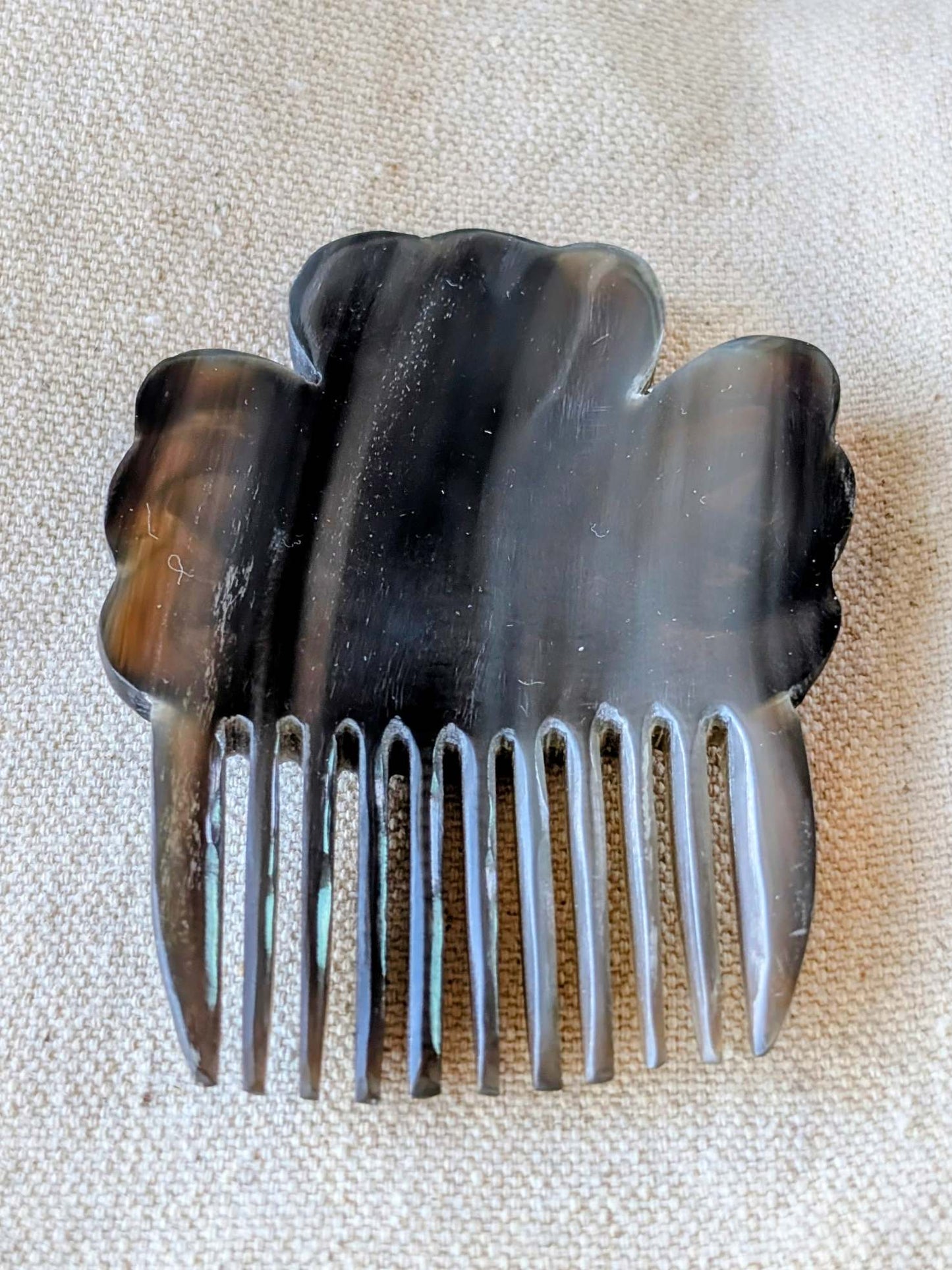 Buffalo Horn Beard Comb with Celtic Shamrock Motif | Algiz-Rune Art