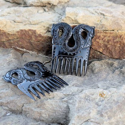Viking Dragon Comb – Hand-Carved Black Buffalo Horn | Norse Art