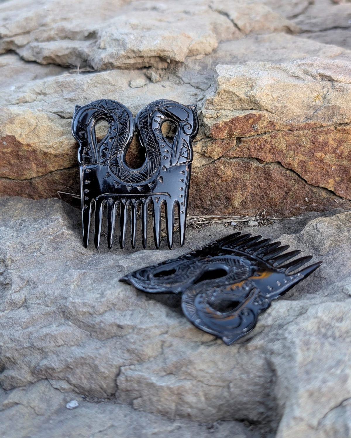 Viking Dragon Comb – Hand-Carved Black Buffalo Horn | Norse Art