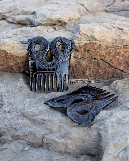 Viking Dragon Comb – Hand-Carved Black Buffalo Horn | Norse Art