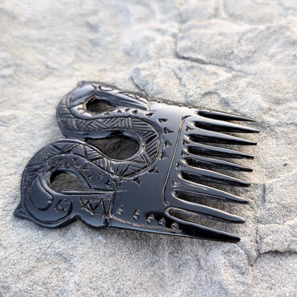 Viking Dragon Comb – Hand-Carved Black Buffalo Horn | Norse Art