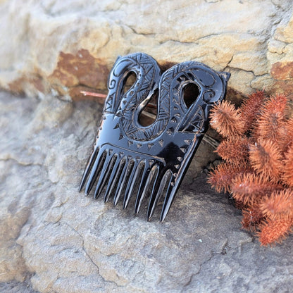Viking Dragon Comb – Hand-Carved Black Buffalo Horn | Norse Art
