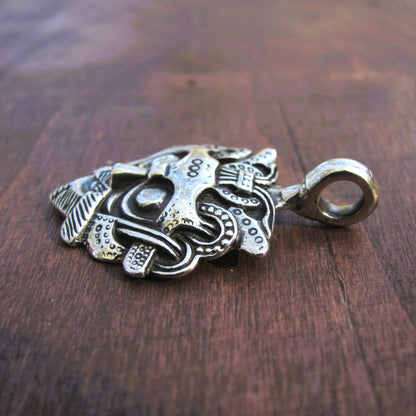 Odin's Scary Mask Pendant - Amulet Gnezdovo, Silver