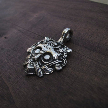 Odin's Scary Mask Pendant - Amulet Gnezdovo, Silver