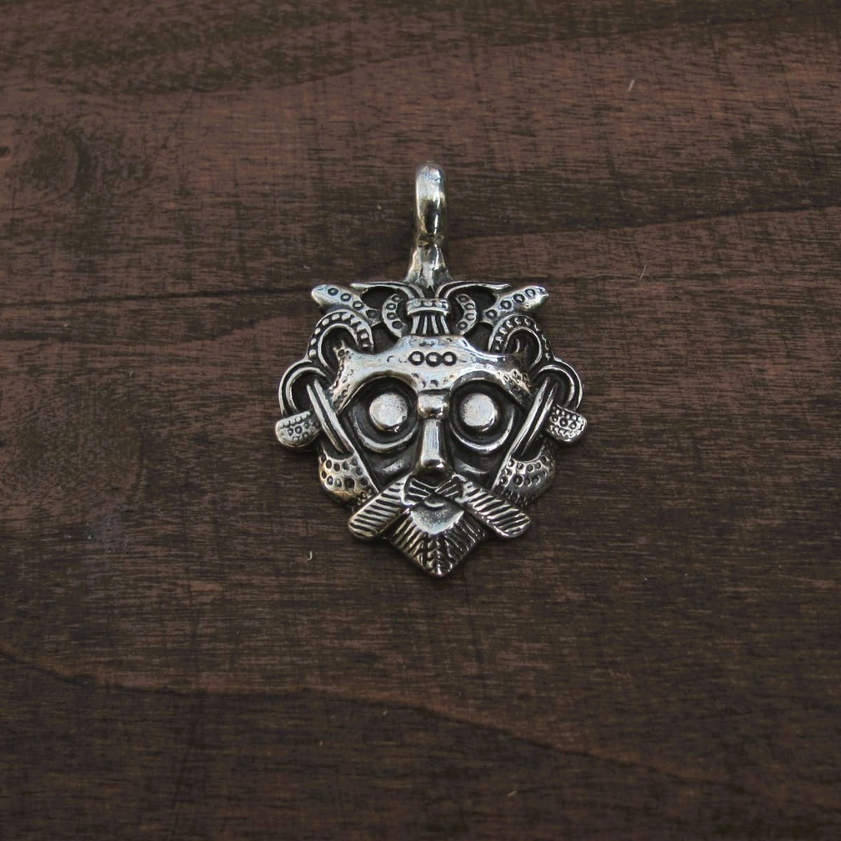 Odin's Scary Mask Pendant - Amulet Gnezdovo, Silver