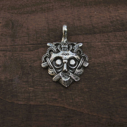 Odin's Scary Mask Pendant - Amulet Gnezdovo, Silver