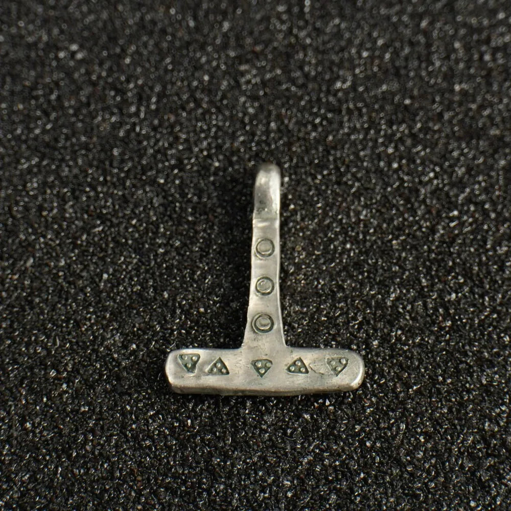 Miniature Viking Silver Mjolnir Pendant – Hand-Forged Norse Thor’s Hammer with Wolf & Solar Symbols