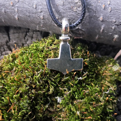 Minimalist Mjolnir Pendant – Handmade Viking Thor’s Hammer Necklace in Pewter or Brass