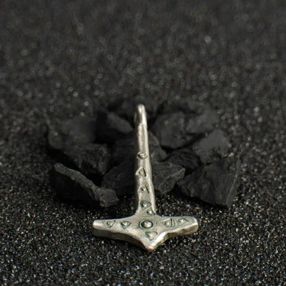 Silver Mjolnir Pendant – Thor’s Hammer Amulet with Solar Symbols