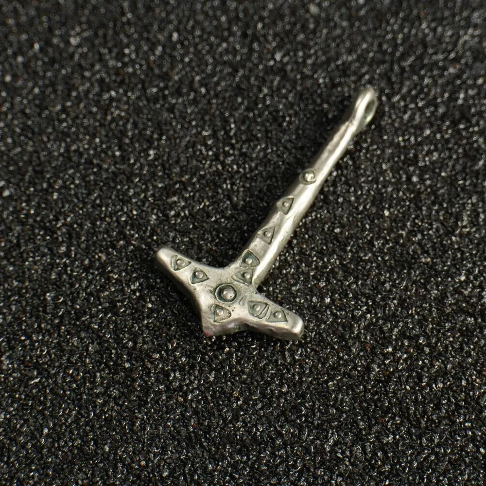 Silver Mjolnir Pendant – Thor’s Hammer Amulet with Solar Symbols