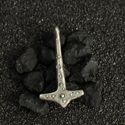 Silver Mjolnir Pendant – Thor’s Hammer Amulet with Solar Symbols