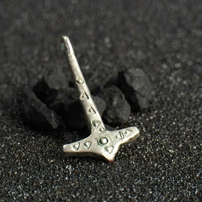 Silver Mjolnir Pendant – Thor’s Hammer Amulet with Solar Symbols