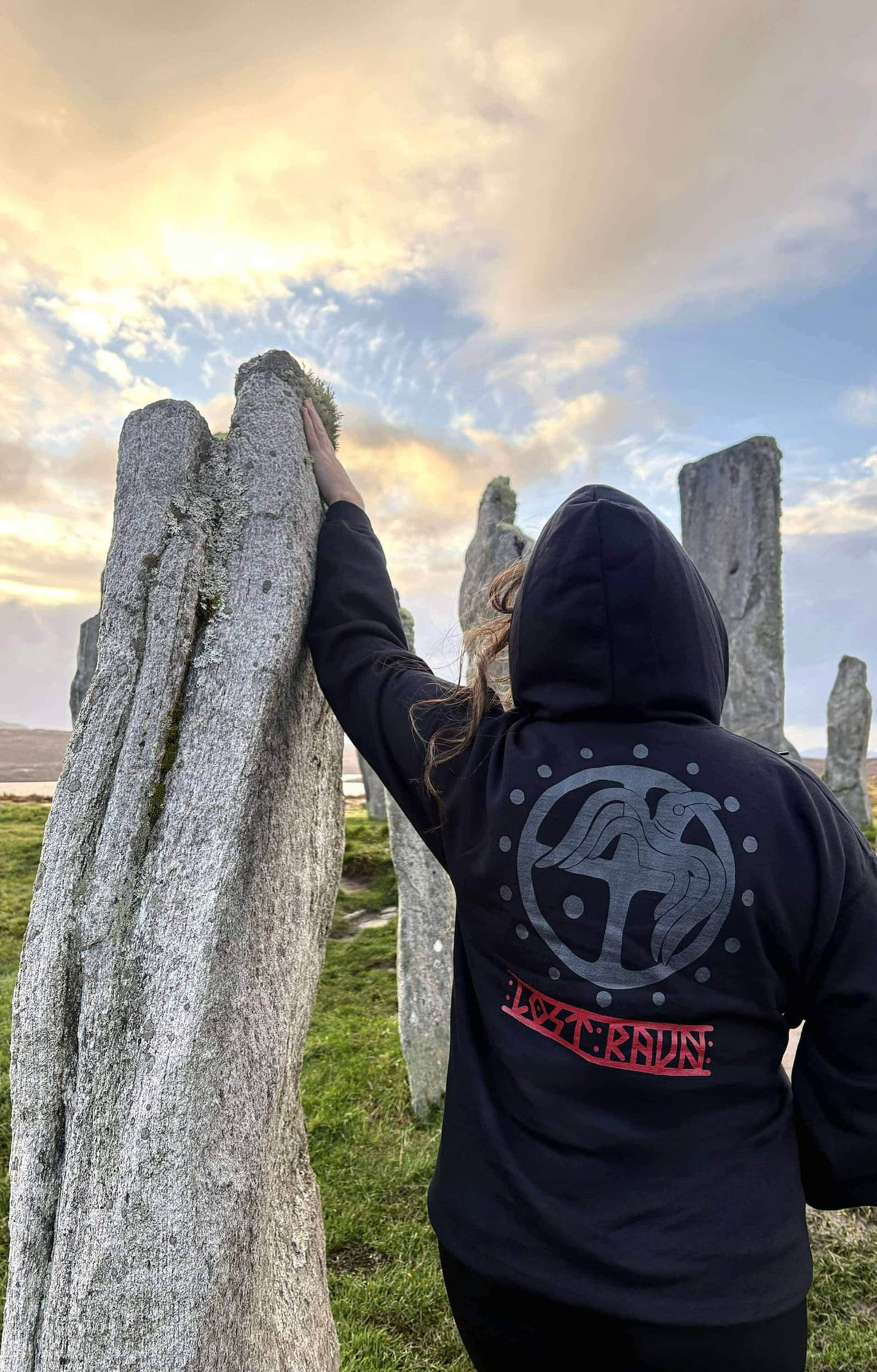 Raven Back Print Zip Hoodie – Norse Mythology Symbol of Wisdom and Protection